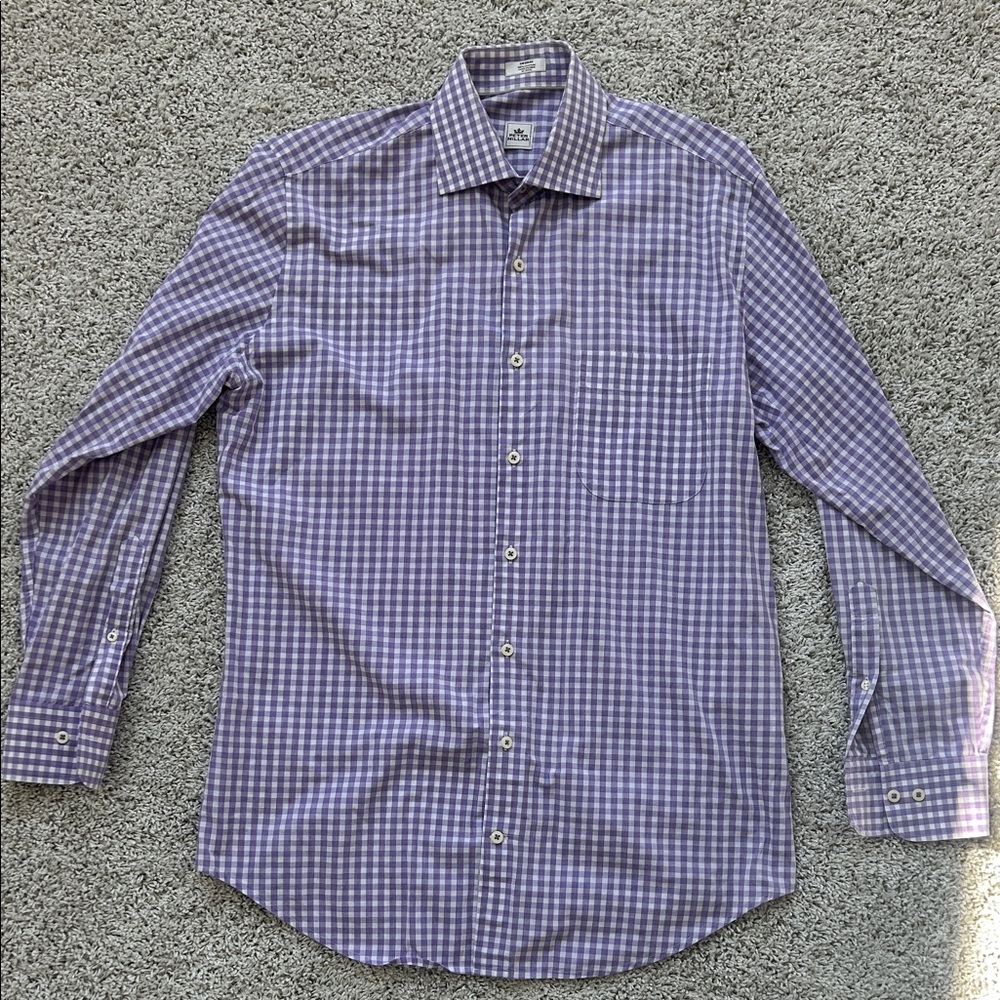 Peter Millar Purple Checkered Button-Down Shirt 100% Cotton Classic Fit  Men’ M